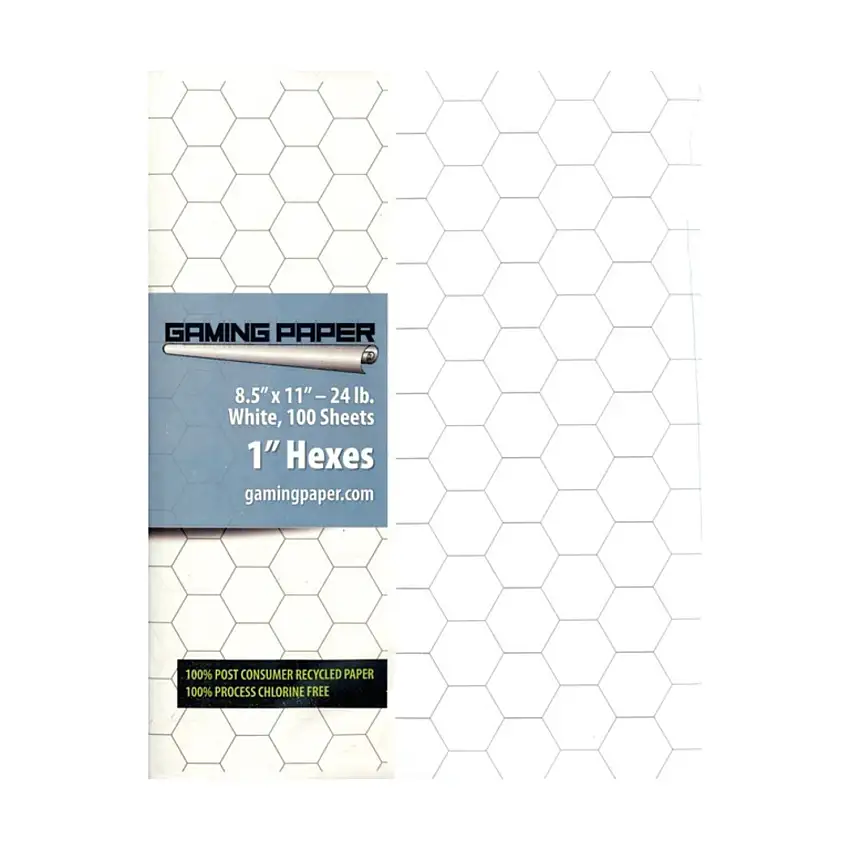 8.5" x 11" Reversible Graph Paper (1" Hexes)