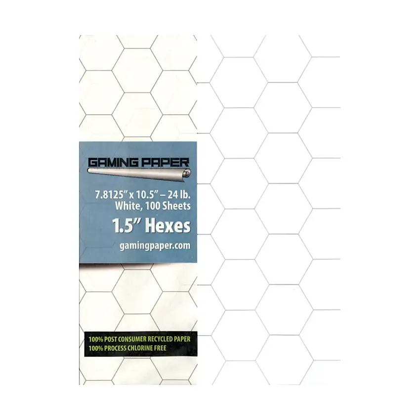 7.8125" x 10.5" Reversible Graph Paper (1 1/2" Hexes)