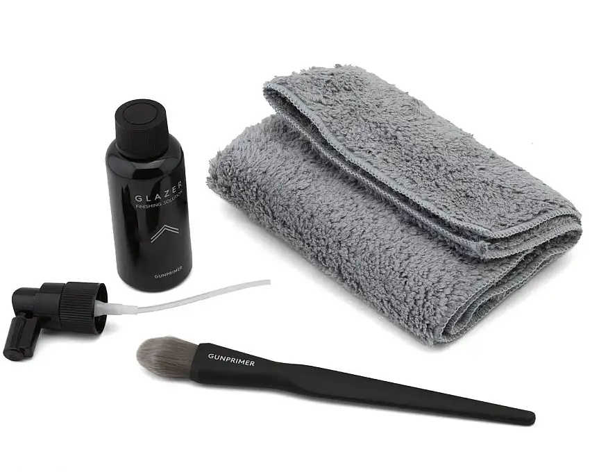 "GUNPRIMER" GLAZER™ All-in-One Model Finishing Solution Set w/Dust Brush & Microfiber Towel