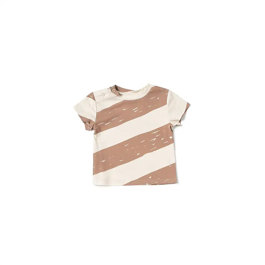 Baby Boxy T-shirt With Stripes | Mocha
