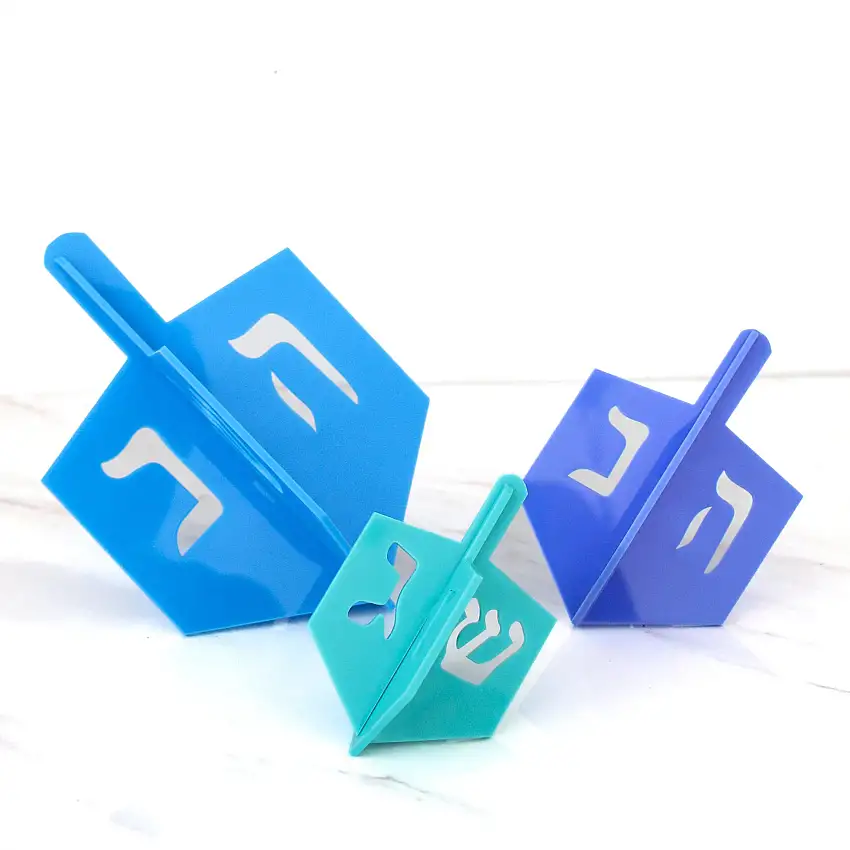 Acrylic Driedel Hanukkah Decorations - Set Of 3