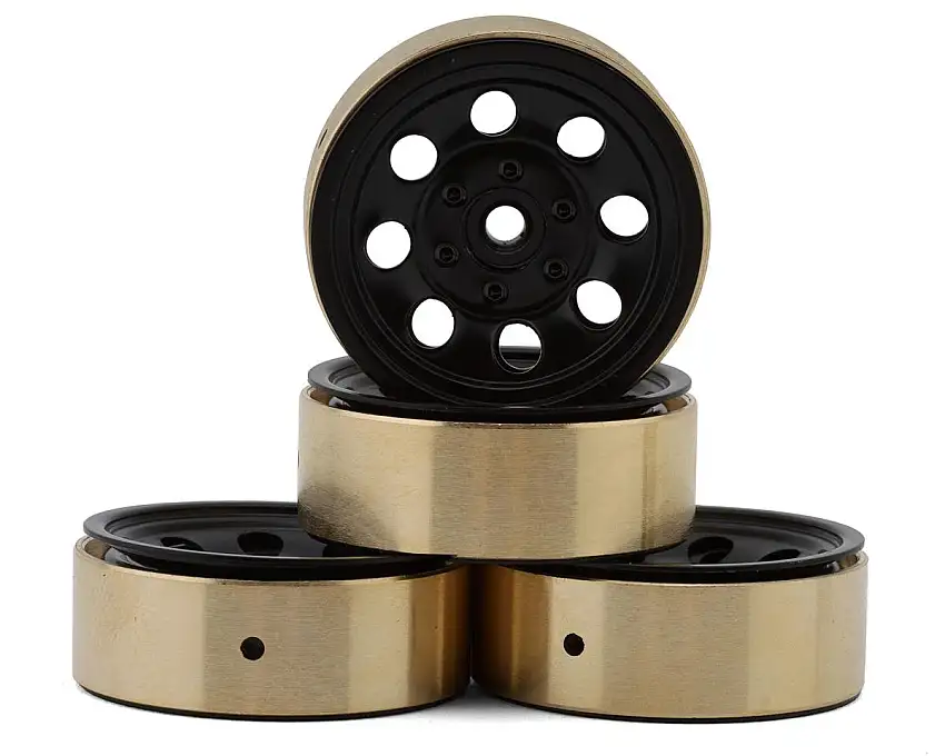 HobbyPlus 1.2" Steelie Beadlock Wheels w/Brass Rings (Black) (25g) (4)