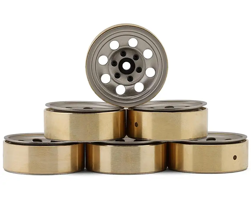 HobbyPlus 1.2" Steelie Beadlock Wheels w/Brass Rings (Silver) (25g) (6)