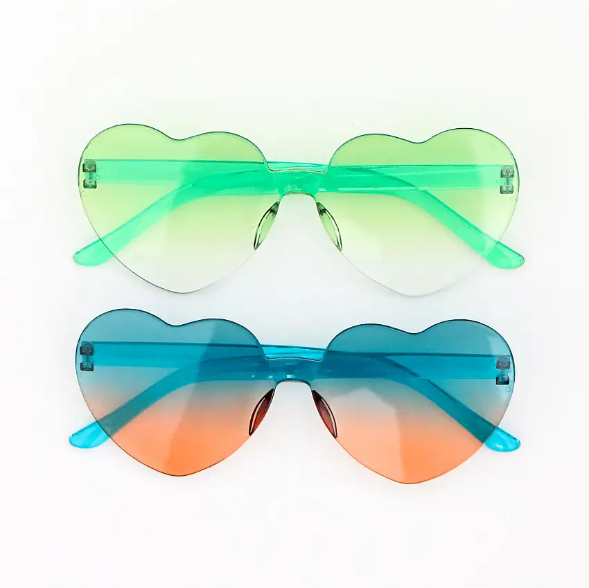 Green And Teal Ombré Heart Sunglasses