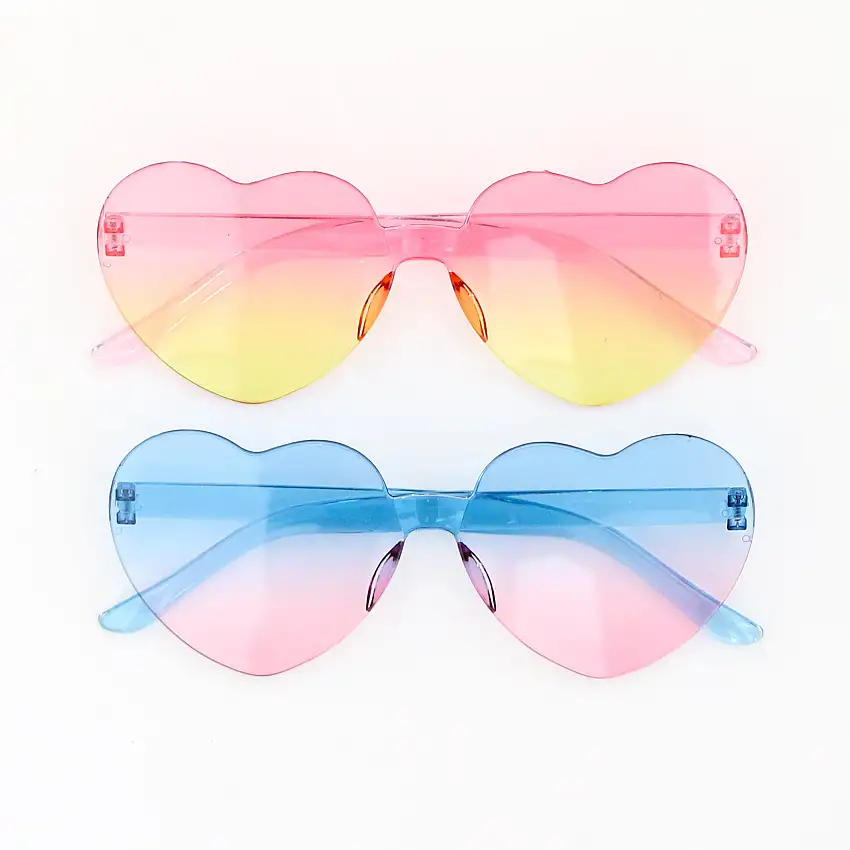 Pink And Turquoise Ombré Heart Sunglasses