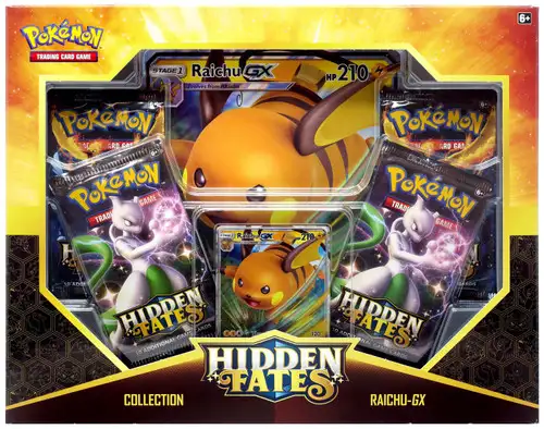 Pokemon Sun & Moon Hidden Fates Raichu GX Collection Box [4 Booster Packs, Promo Card & Oversize Card]