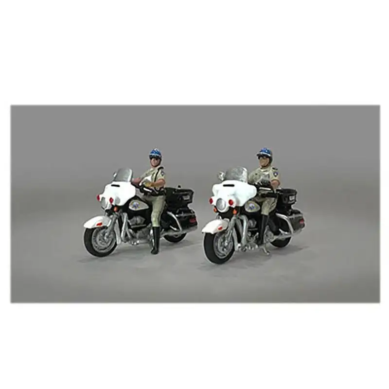 "Highway Patrol" 4 piece Diecast Figure Set (2 Figures 2 Motorcycles) Limited Edition to 3600 pieces Worldwide for 1/64 Scale Models by American Diorama