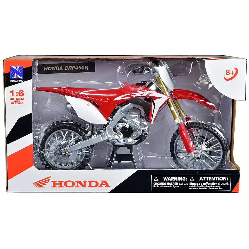 Honda CRF450R Dirt Bike Motorcycle Red and White 1/6 Diecast Model by New Ray