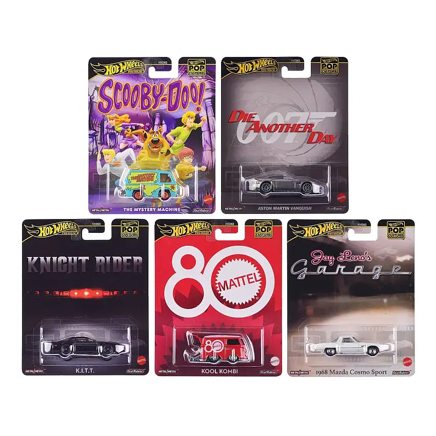 Hotwheels "Pop Culture 2024" 5 piece Set G "Premium Series" Diecast Model Cars by Hot Wheels