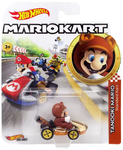 Hot Wheels Mario Kart Tanooki Mario Standard Kart Diecast Car
