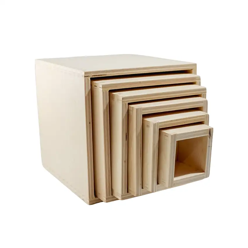 6 Pcs Natural Wooden Nesting Box Set