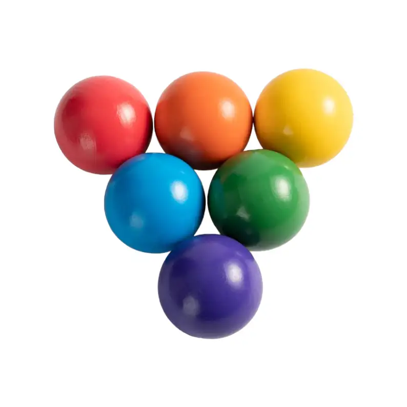 6 Pcs Wooden Balls In Rainbow Colors Diameter 1.8 Inches
