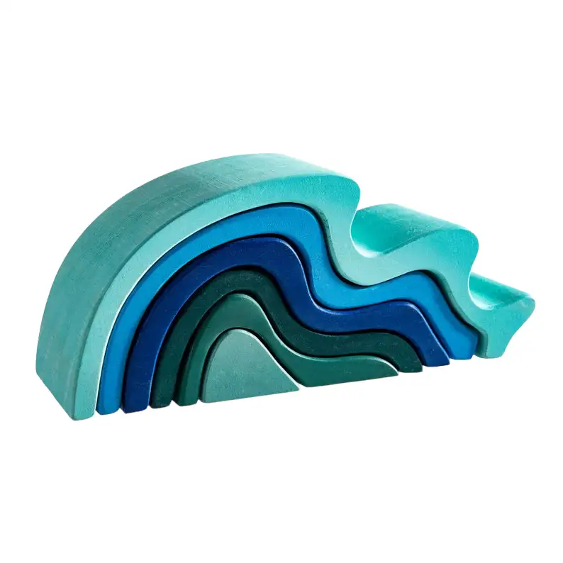 6 Pcs Wooden Water Wave Stacking Blocks