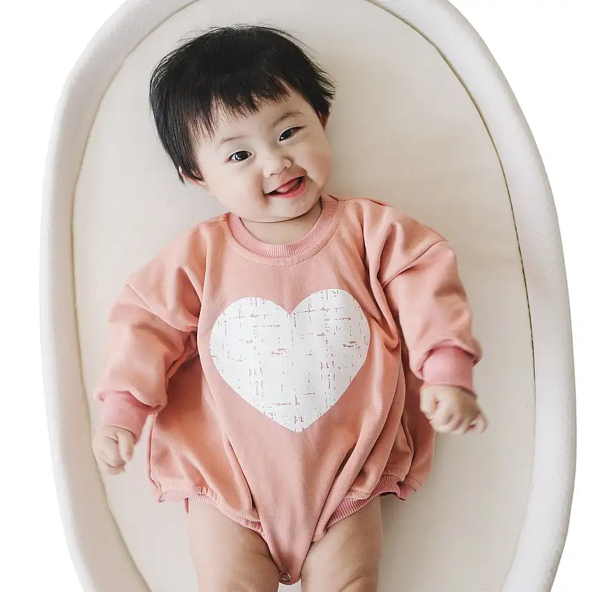 Distressed Heart Sweatshirt Romper - More Colors