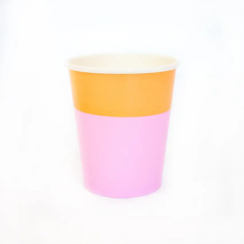 Peach And Lavender Cup Color Blocked Paper Party Ware