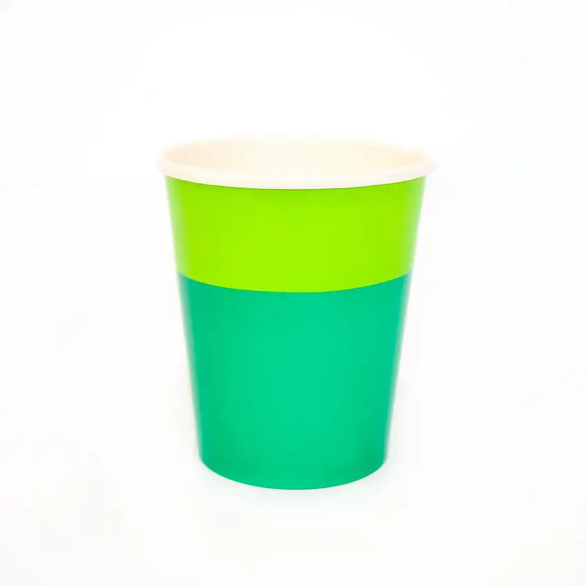 Green And Lime Cup Color Blocked Paper Party Ware