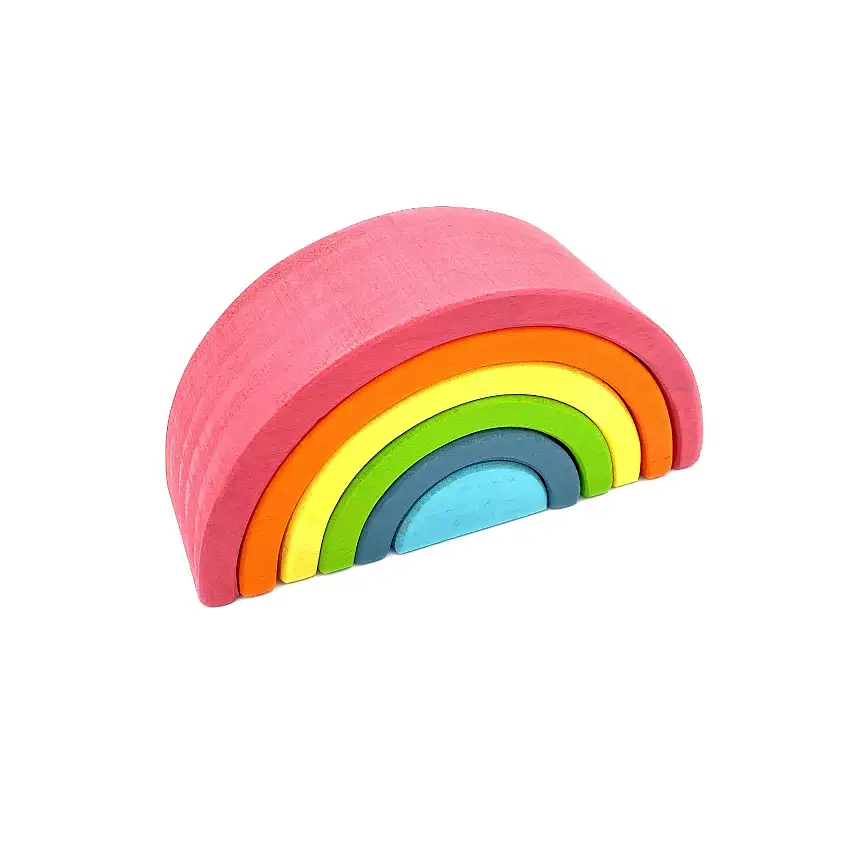 6 Pcs Small Rainbow Stacking Blocks In Pastel/macaron Colors