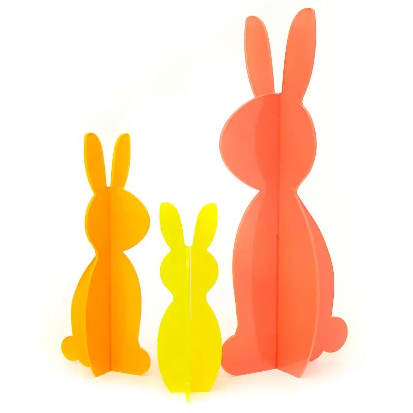 Coral And Yellow Acrylic Bunny Decorations