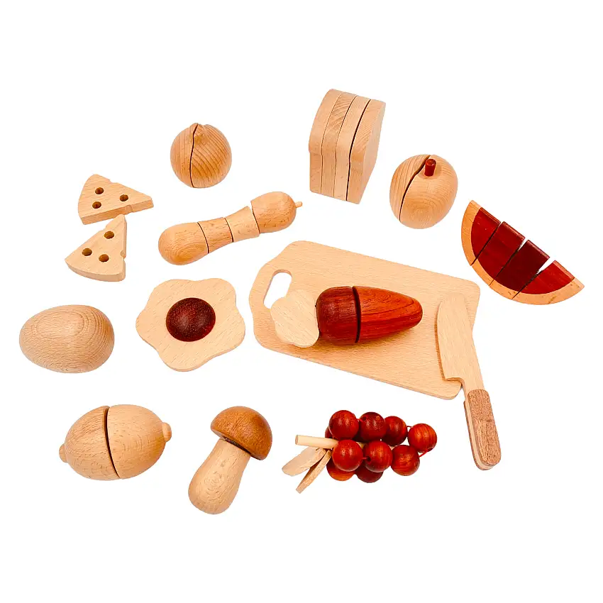 30 Pcs Wooden Fruits And Vegetables Cutting Playset