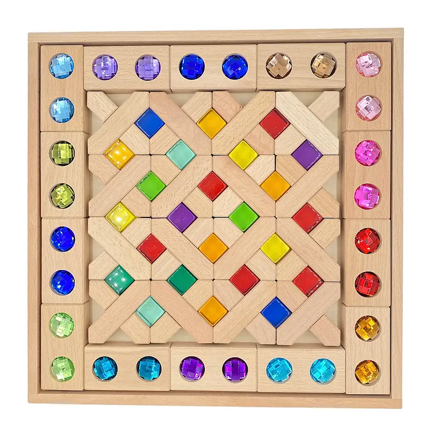 54 Pcs Combination Set With X-shape And Rectangular Gemmed Blocks And Lucite Cubes