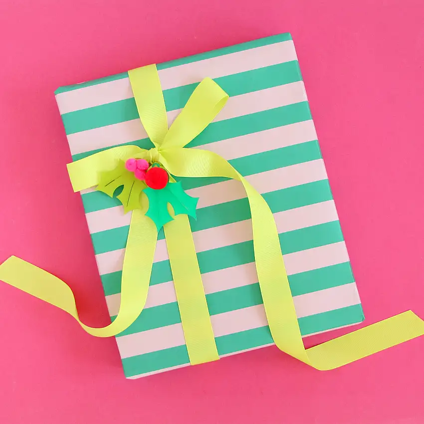 Emerald And Light Pink Stripe Wrapping Paper