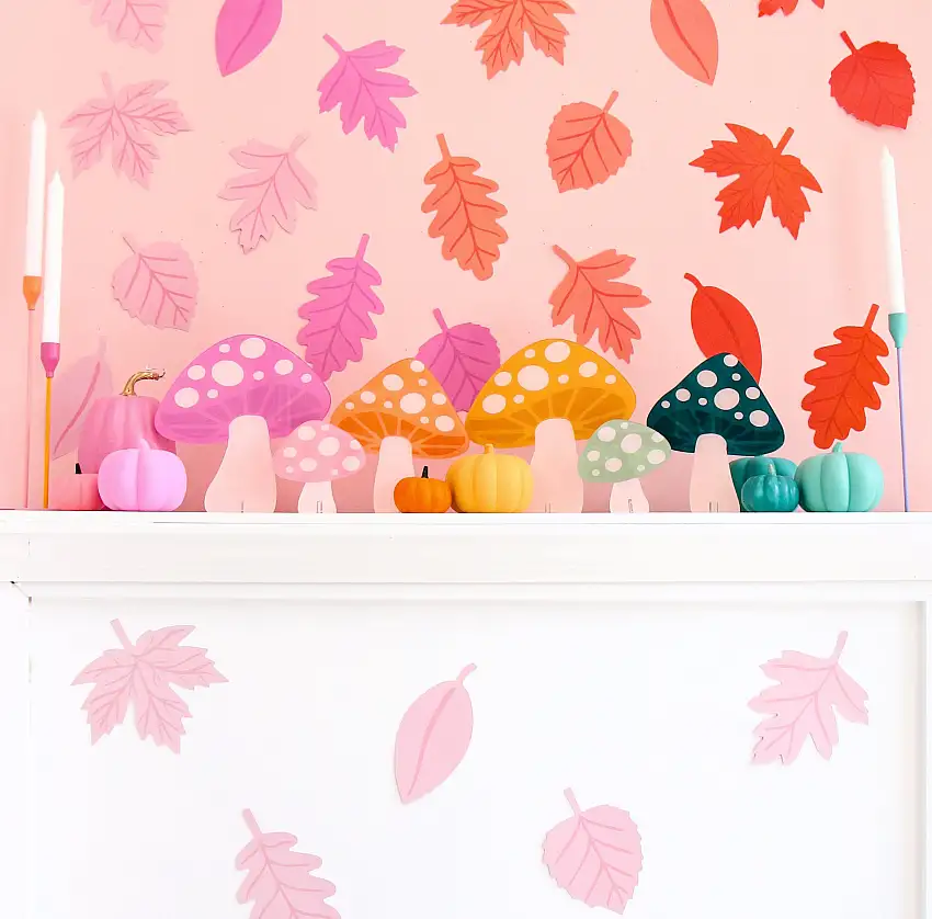Pink And Coral Paper Fall Leaves