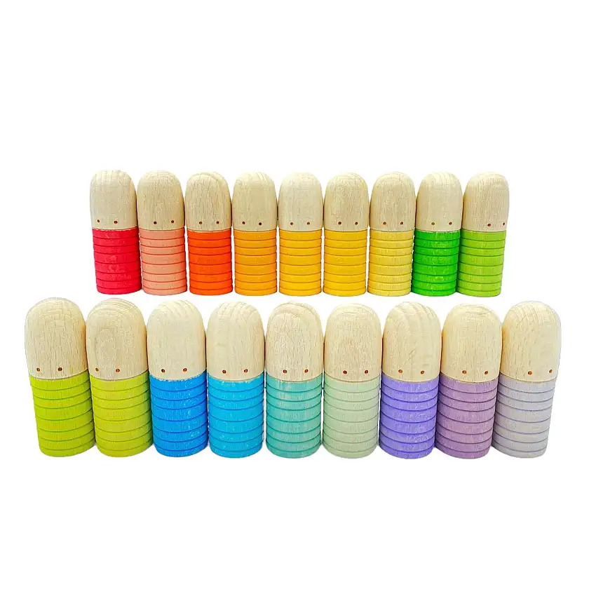 18 Pcs Stained Wooden Brots Set