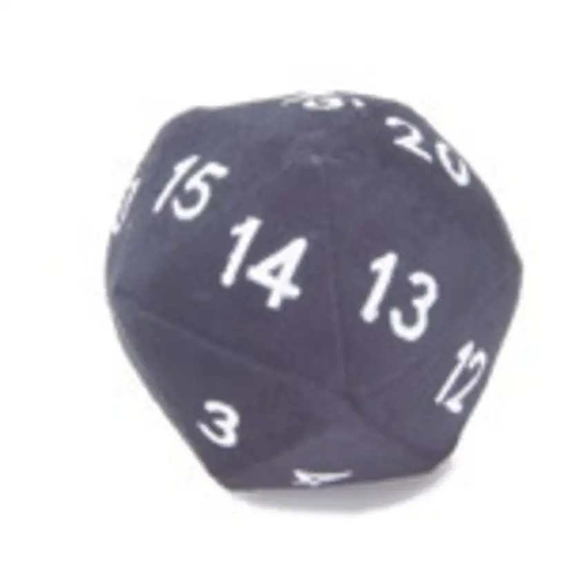 20 Sided Die Counter Plush 4" Black w/White