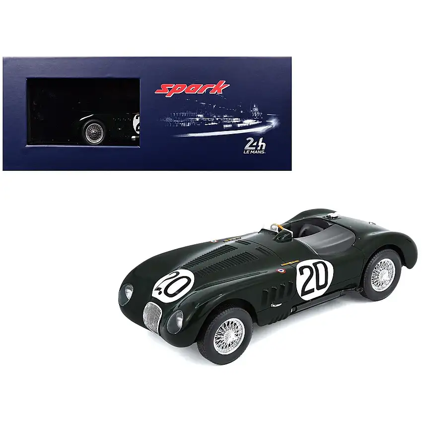 Jaguar XK 120 C #20 Peter Walker - Peter Whitehead "Jaguar Cars Ltd" Winner "24 Hours of Le Mans" (1951) with Acrylic Display Case 1/18 Model Car by Spark