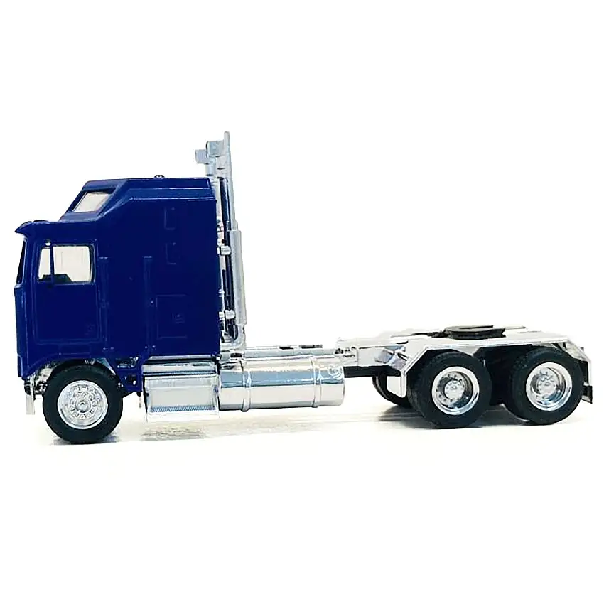 Kenworth K100 with 1-Bar Grill and X-Long Chrome Chassis Blue 1/87 (HO) Plastic Model Car by Promotex