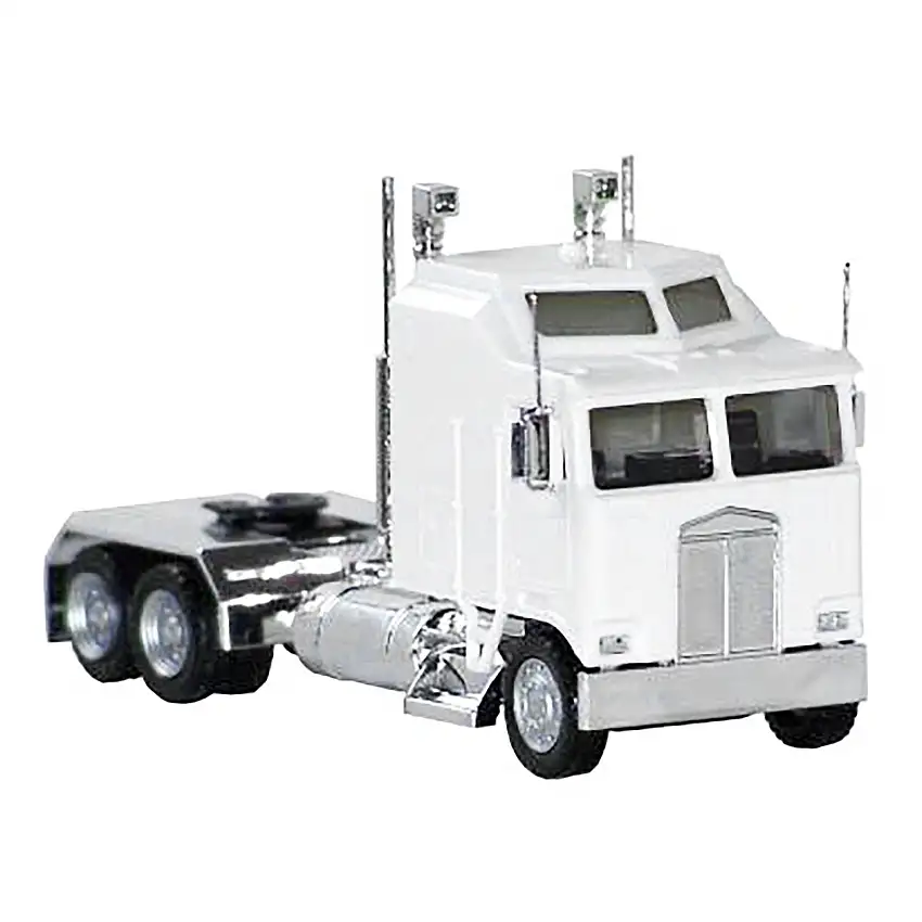 Kenworth K100 with 1-Bar Grill and X-Long Chrome Chassis White 1/87 (HO) Plastic Model Car by Promotex