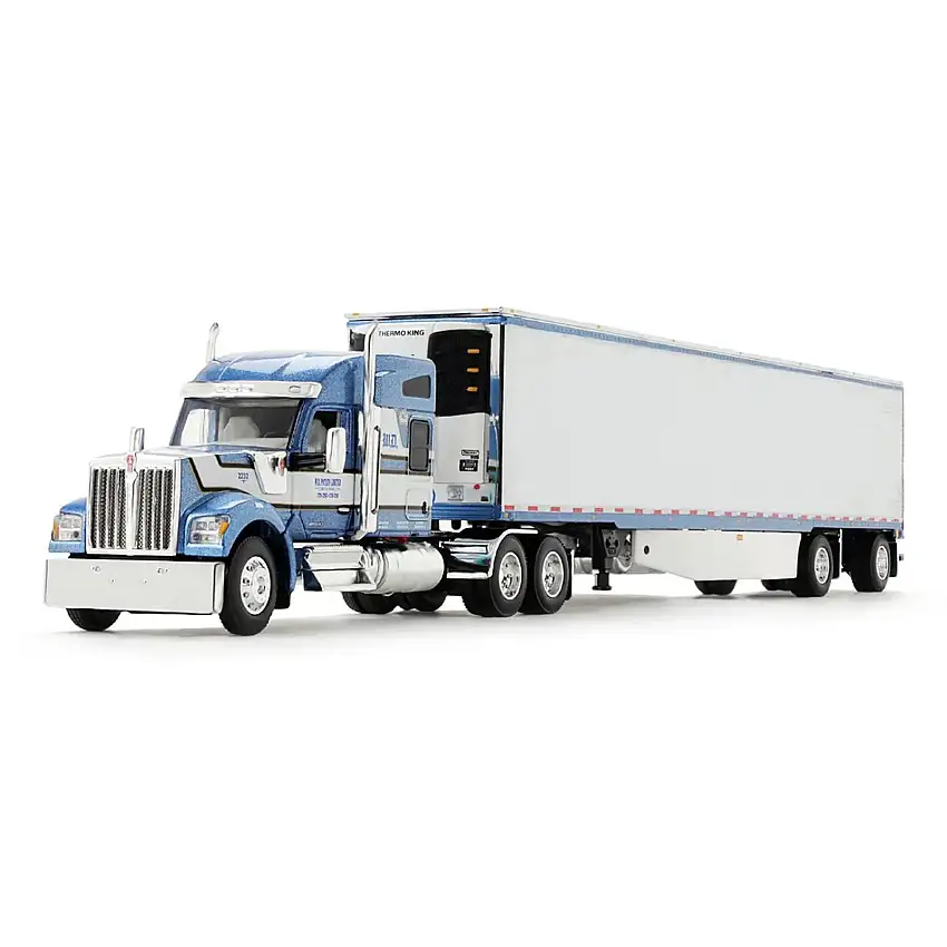 Kenworth W990 76" Mid-Roof Sleeper and Utility 53' Refrigerated Trailer with Skirts Blue Metallic "WD Potato Limited" 1/64 Diecast Model by DCP/First Gear