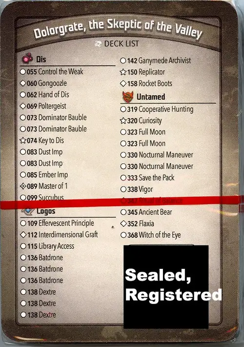 KeyForge Call of the Archons Dolorgrate, the Skeptic of the Valley Archon Deck [REGISTERED] [Control the Weak, Poltergeist, Effervescent Principle, Library Access!] [Mint Unopened] (Fantasy Flight Games)