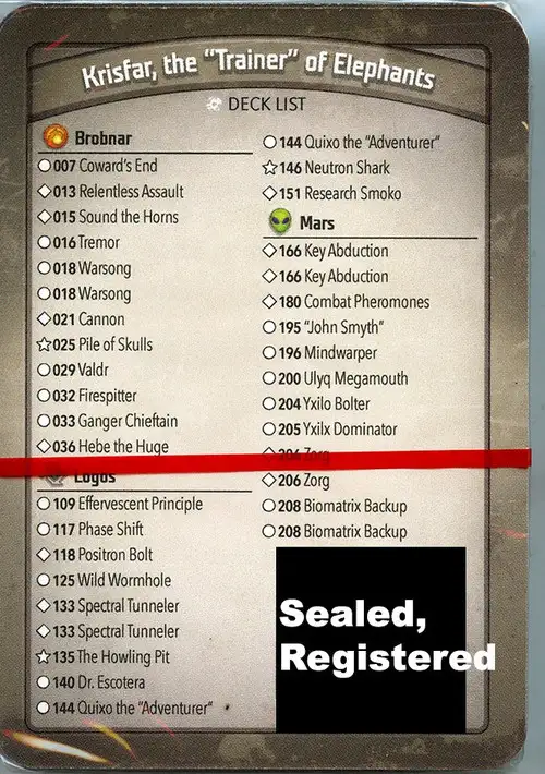 KeyForge Call of the Archons Krisfar, the "Trainer" of Elephants Archon Deck [REGISTERED] [Pile of Skulls, Effervescent Principle, Key Abduction x2!] [Mint Unopened]