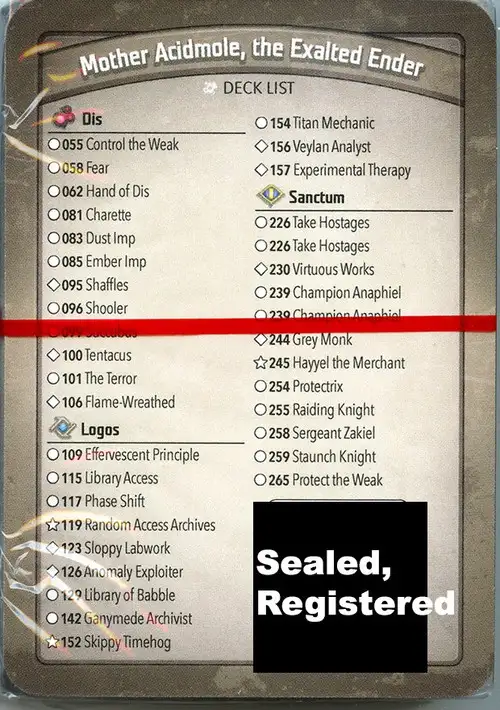 KeyForge Call of the Archons Mother Acidmole, the Exalted Ender Archon Deck [REGISTERED] [Control the Weak, Effervescent, Library Access, Phase Shift, Skippy Timehog, Virtuous Works!] [Mint Unopened]
