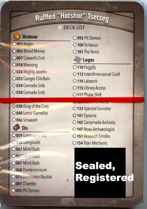 KeyForge Call of the Archons Ruffled "Hotshot" Tsetseg Archon Deck [REGISTERED] [Mind Barb x3, Library Access, Phase Shift, Dysania!] [Mint Unopened]