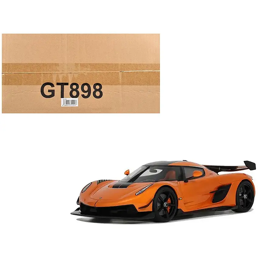 Koenigsegg Jesko Attack Orange Metallic with Black Stripes 1/18 Model Car by GT Spirit