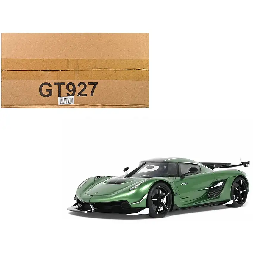 Koenigsegg Jesko Green Metallic with Black Stripes 1/18 Model Car by GT Spirit