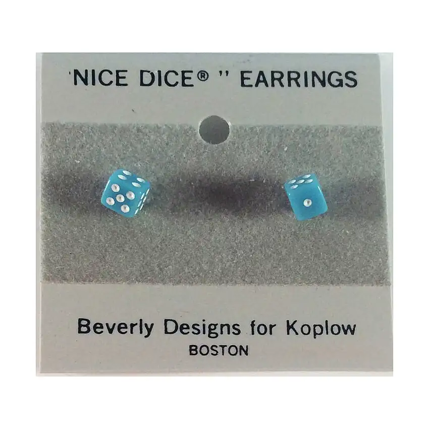Post Earrings 5mm Opaque Blue w/White (2)