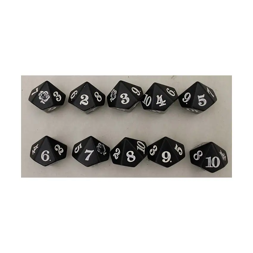 Rose d10 Black w/White (10)