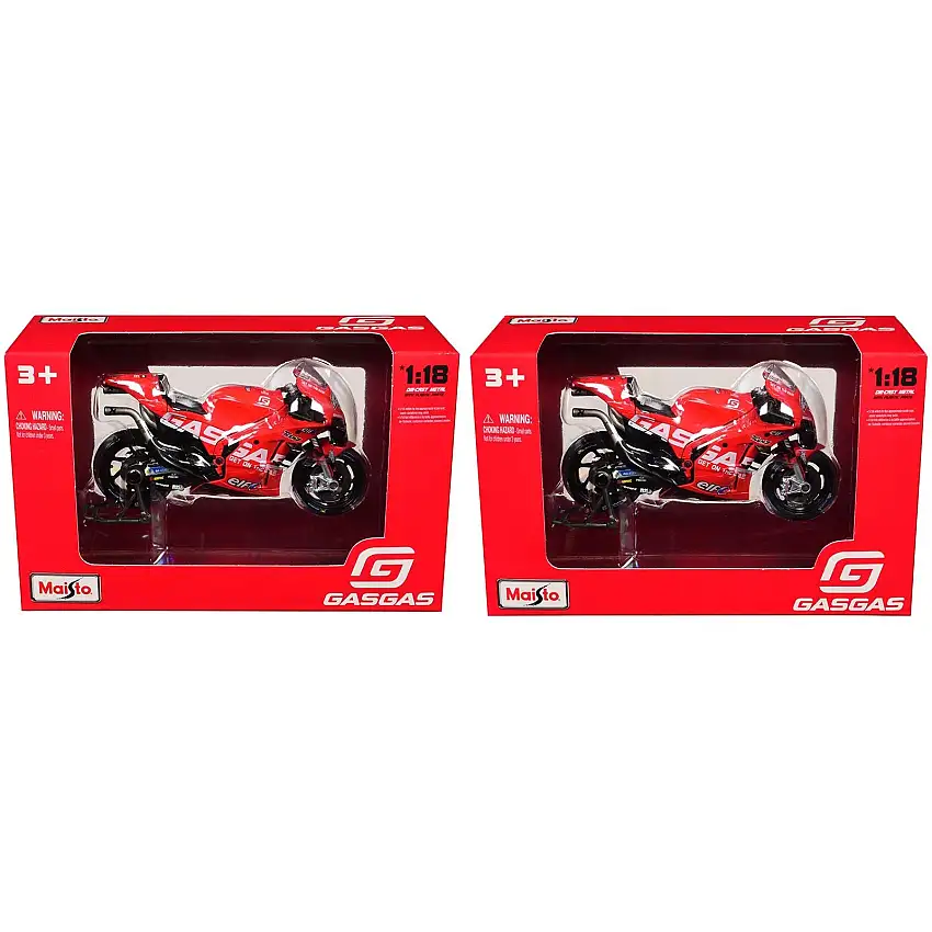 KTM RC16 #37 Augusto Fernandez and #44 Pol Espargaro "GasGas Factory Racing Tech3" "MotoGP World Championship" (2023) Set of 2 Motorcycles 1/18 Diecast Models by Maisto