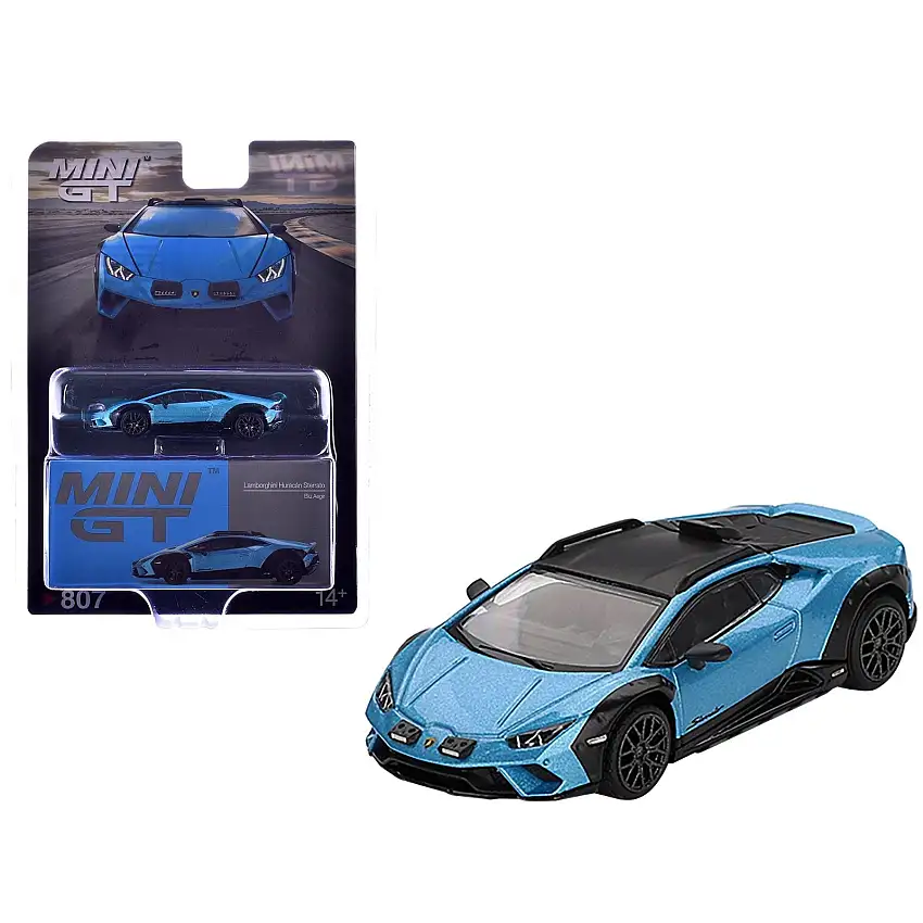 Lamborghini Huracan Sterrato Blu Aegir Blue Metallic with Black Top Limited Edition 1/64 Diecast Model Car by Mini GT