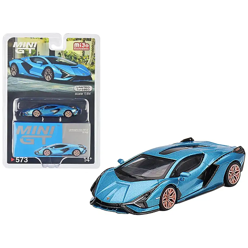 Lamborghini Sian FKP 37 Blu Aegir Blue Metallic Limited Edition to 6960 pieces Worldwide 1/64 Diecast Model Car by Mini GT