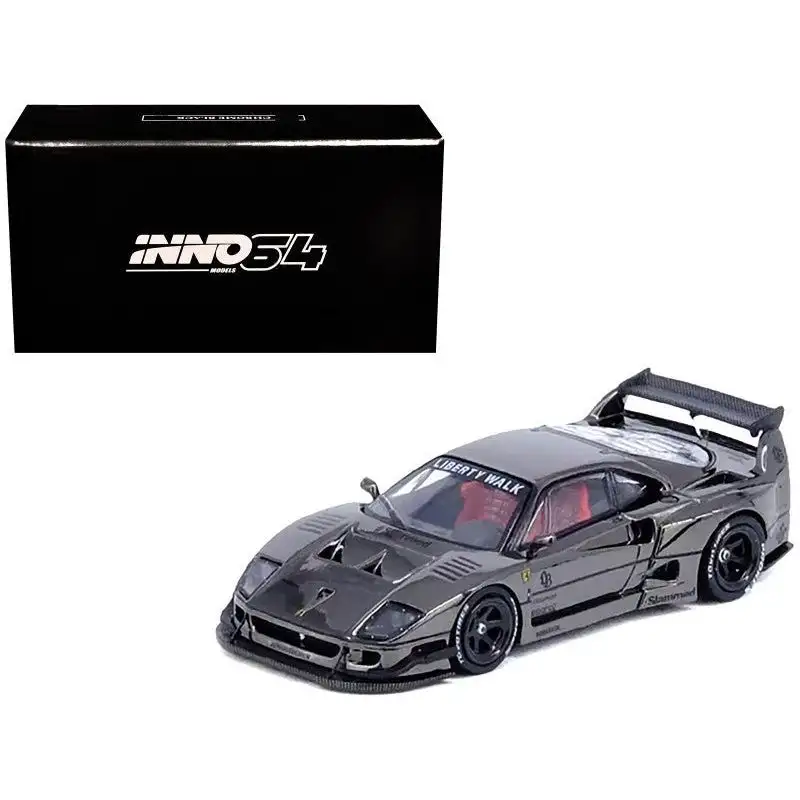 LBWK (Liberty Walk) F40 Chrome Black 1/64 Diecast Model Car by Inno Models