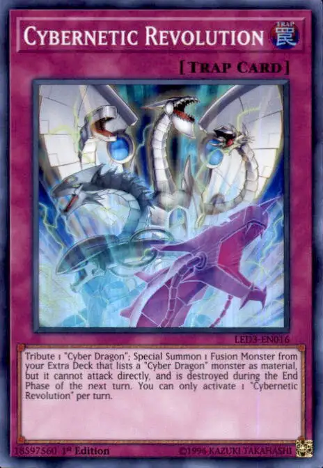 YuGiOh White Dragon Abyss Super Rare Cybernetic Revolution LED3-EN016