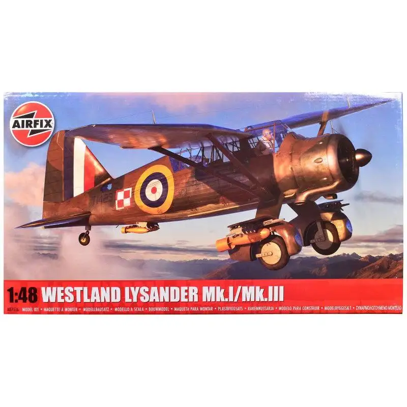Level 3 Model Kit Westland Lysander Mk.I/Mk.III Aircraft with 2 Scheme Options 1/48 Plastic Model Kit by Airfix