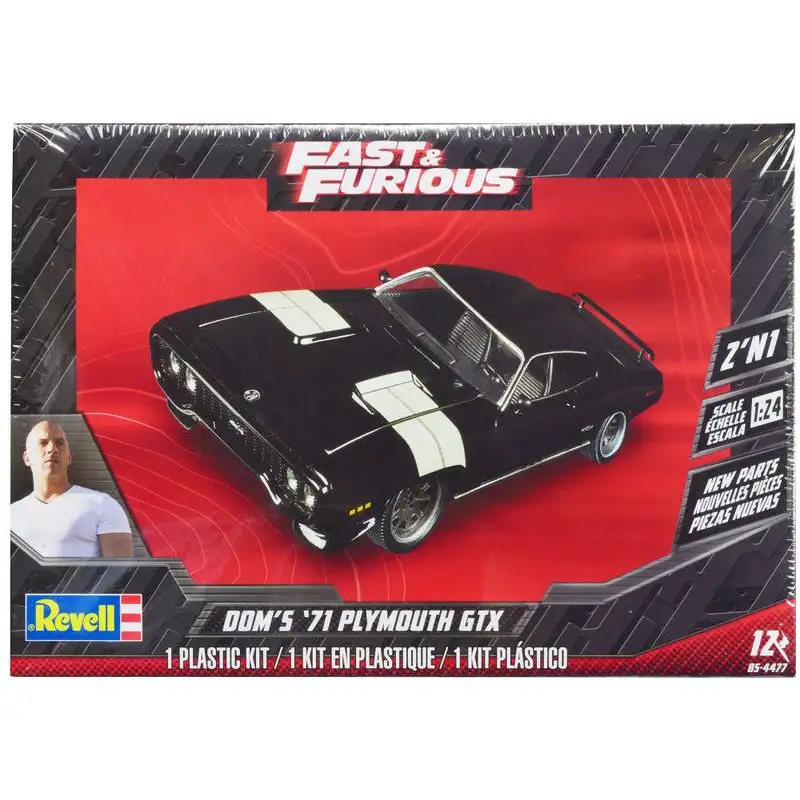 Level 4 Model Kit Dom's 1971 Plymouth GTX "Fast & Furious" 1/24 Scale Model by Revell