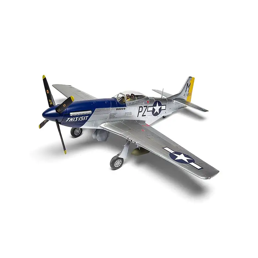 Level 4 Model Kit North American P-51D Mustang Aircraft with 2 Scheme Options 1/24 Plastic Model Kit by Airfix