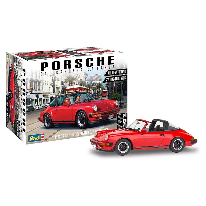 Level 4 Model Kit Porsche 911 Carrera 3.2 Targa 2-in-1 Kit 1/24 Scale Model by Revell