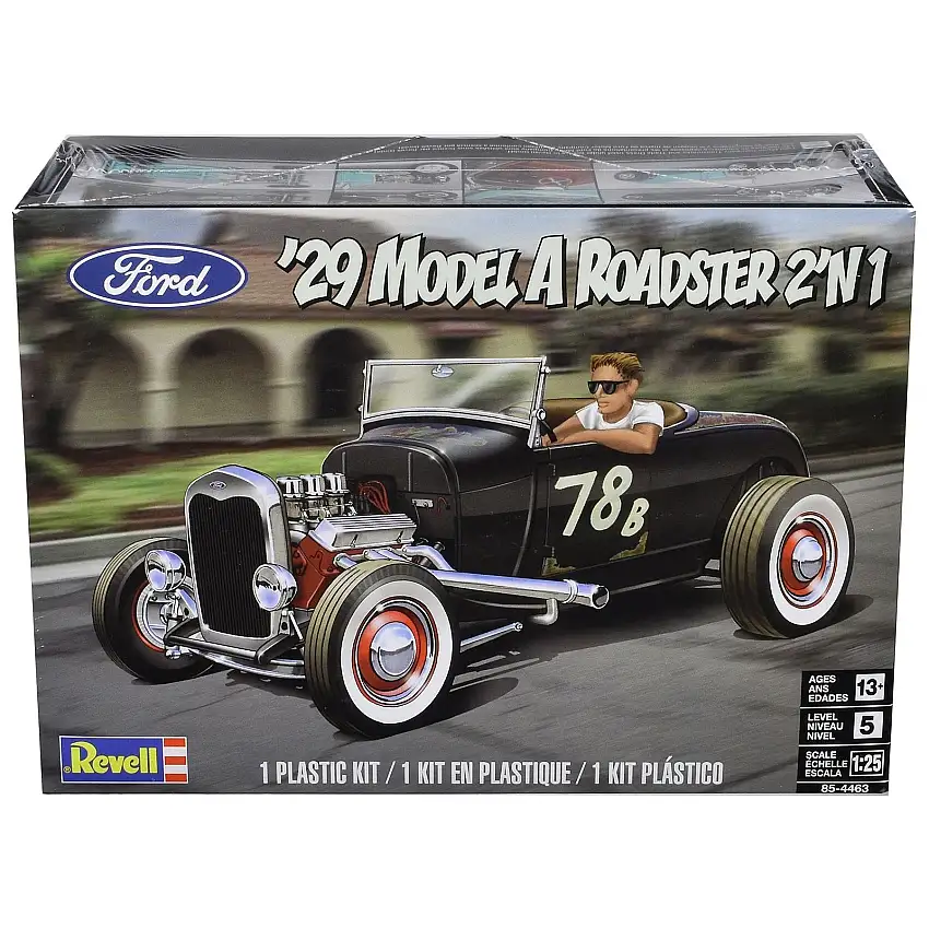 Level 5 Model Kit 1929 Ford Model A Roadster 2-in-1 Kit 1/25 Scale Model by Revell